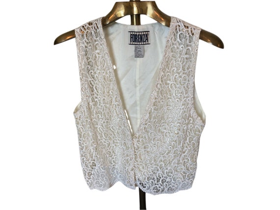 1980s Vintage  Forenza Cream Lace Vest Size Large - image 1