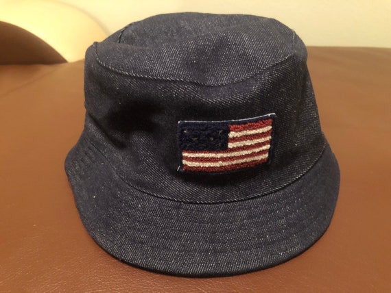 american flag bucket hat with string