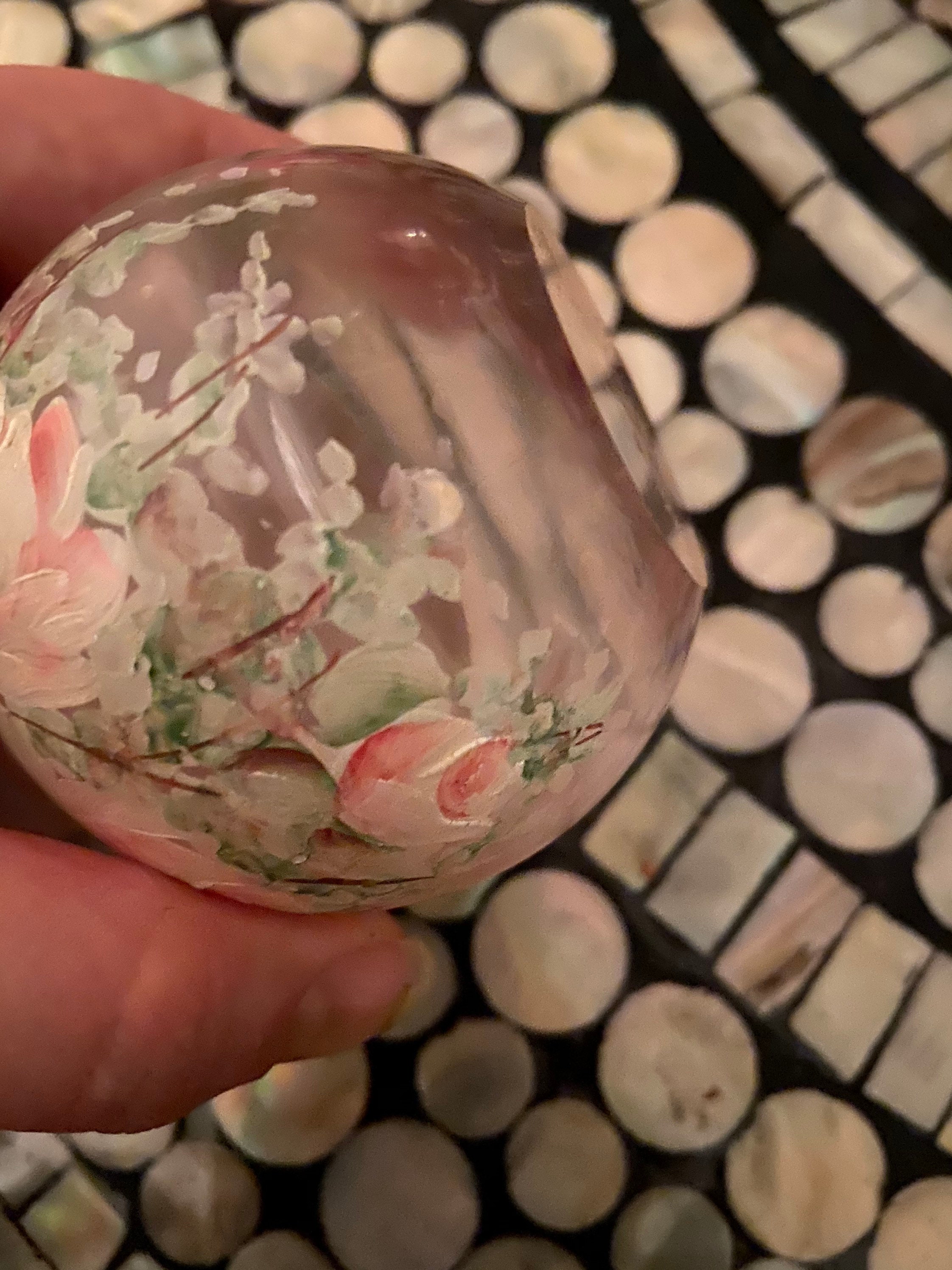 Vintage Pink Frosted Hand Painted Floral Design Bud Vase - Etsy