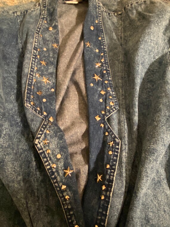 1980s Vintage Denim Jacket/Blazer With Silver Ton… - image 5