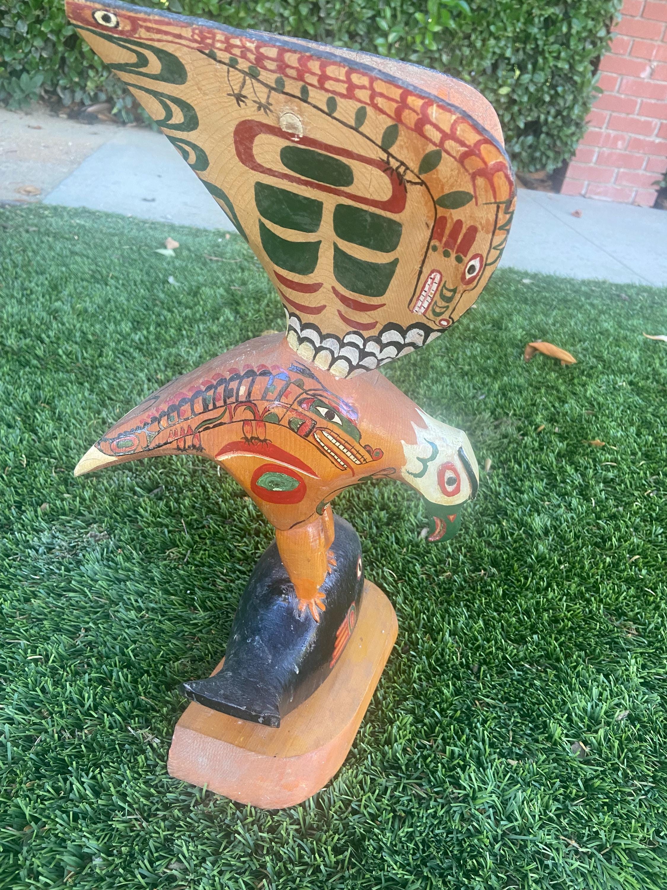 Rare Vintage Carved Wood Charlie Mickey (1910-1988) Totem Pole