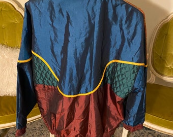 1980s/1990s Vintage Color Blocked, Quilted Patterned Casual 1980s/1990s Vintage Color Blocked, Quilted Patterned Casual