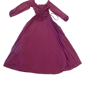 1970s Vintage Maroon Maxi Dress Size XS