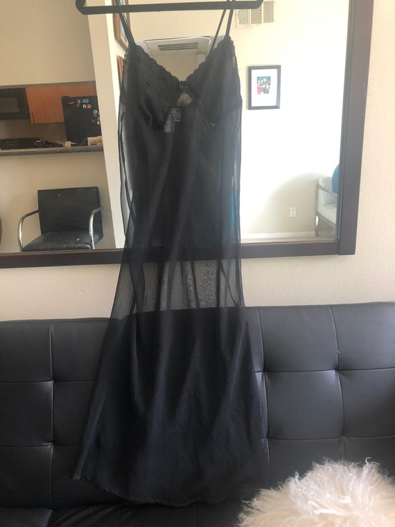 Black Sheer Vintage Slip Dress Size Large