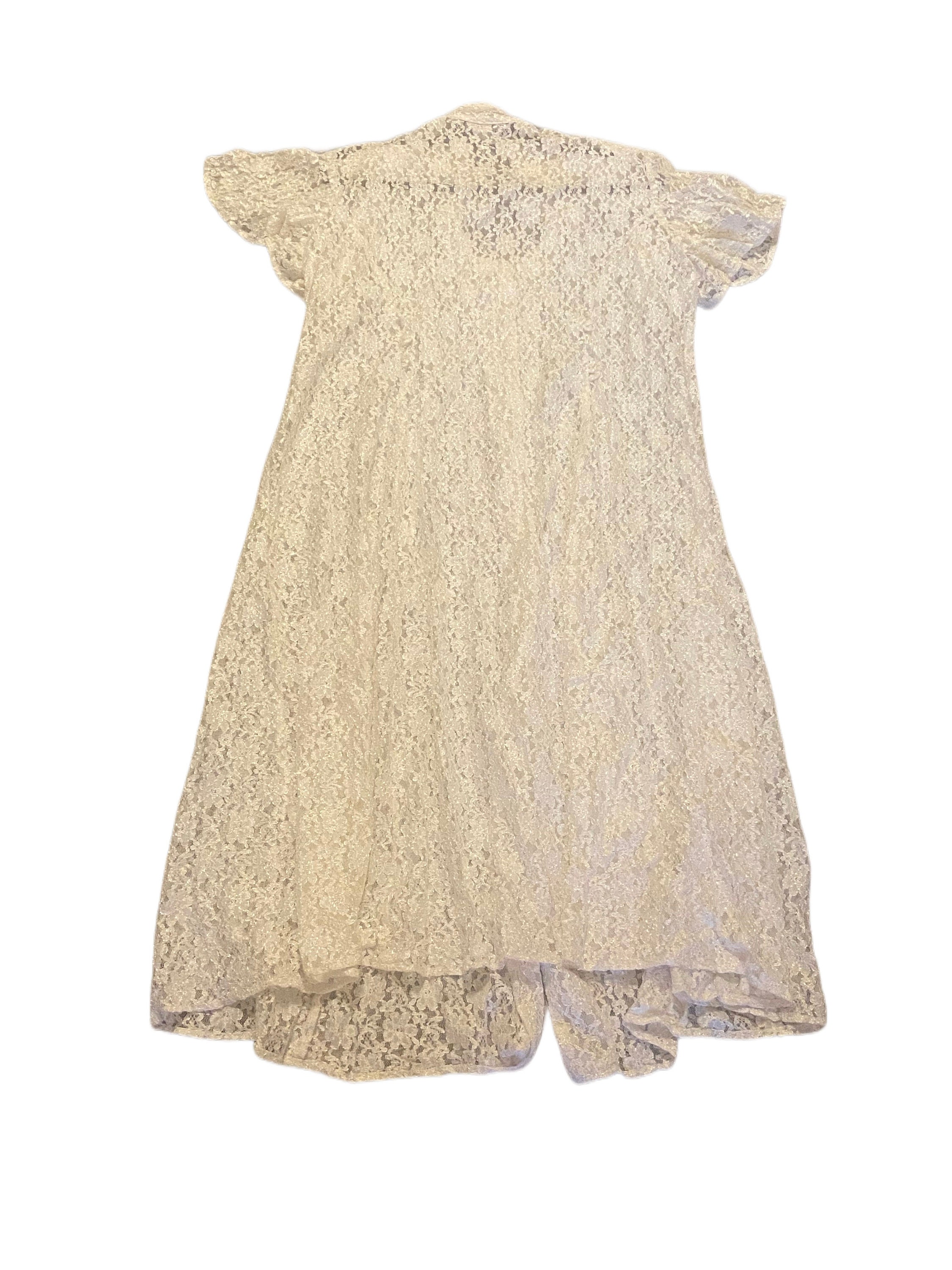 1980s Vintage White Lace Dawn Joy Fashions Maxi Dress Size 12 to 14