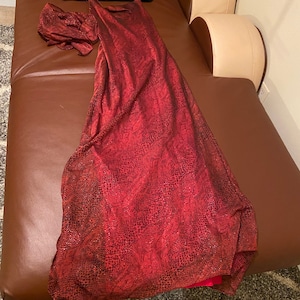 80’s Vintage Snake Print Glitter Effect Red Slip Dress