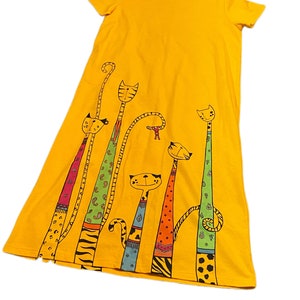 Rare 80&#39;s Vintage Cat Mixed Pattern TSHIRT vestido por Cite Tamaño mediano a extra grande