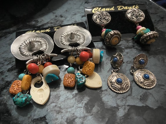 Lot De 6 Paires De Boucles D'oreilles Vintage De Costume - 4 Avec Clip, Occasion En Belle Forme