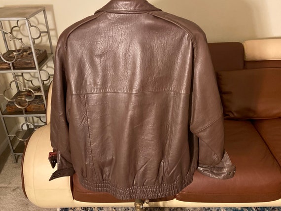 80s Vintage Brown Leather Fashion Bomber size med… - image 10