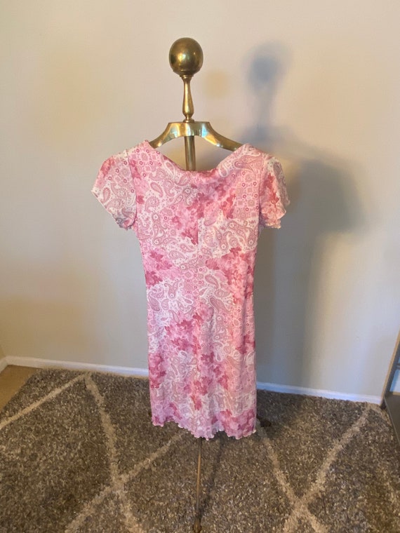 90s Vintage Pink Mixed Pattern Short Sleeve Dress… - image 6