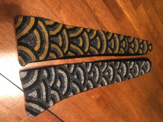 Gold Art Deco 1980s Hand Beaded Vintage Belt - image 1