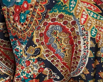90s Vintage Silk Paisley Floral Zip up Jacket - Etsy