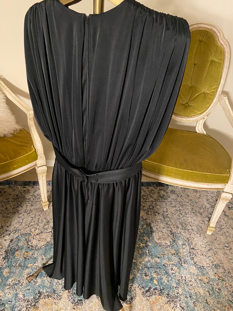 1970s Vintage Black Dress By Designer Rothschild Night Life San Francisco Vintage Size 10 With Beading & Sequins Detail image 2