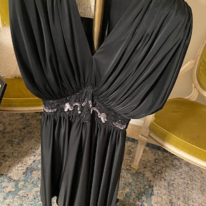 1970s Vintage Black Dress By Designer Rothschild Night Life San Francisco Vintage Size 10 With Beading & Sequins Detail