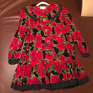 80s vintage Girls Floral Polkadot Robe par Bonnie Jean New York Taille 10
