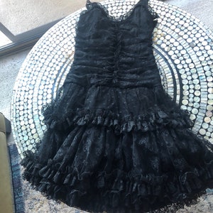 80s Vintage Jessica McClintock Black Lace Dress image 1