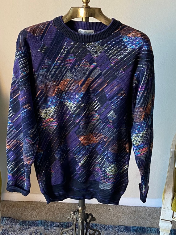 90s Vintage Mens Rainbow Colored Sweater By Norm T