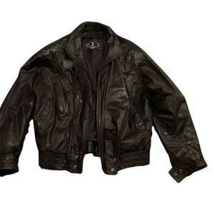 1980s Vintage Black Leather Jacket By Euro Mond Of California Size Medium To Large image 5