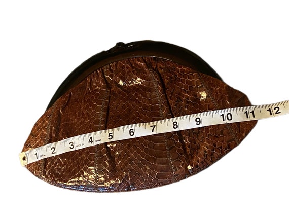 1970’s Brown Snakeskin Clutch 11.25w x 7 inches - image 5