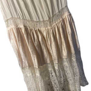 1980s to 1990s Cream Lace & Crushed Velvet Bohemian Meets 1930s Tiered Maxi Skirt By Just Knapp Size Medium/Large