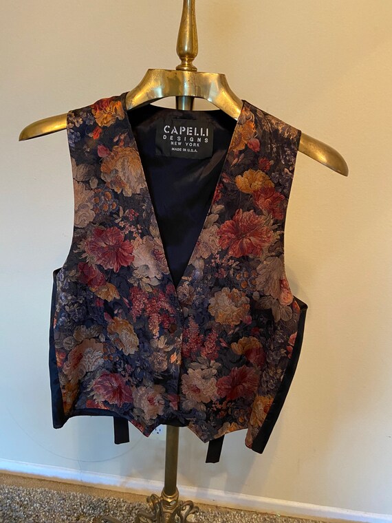 1980s Vintage Floral Print Vest By Capelli Design… - image 6