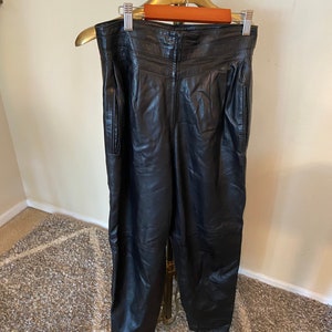1990s Vintage Begedor Italia High Waisted Leather Pants Size Small To Medium Vintage Size 8 Fully lined