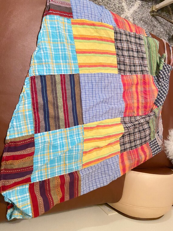 Vintage Mixed Pattern Patchwork Wrap Skirt size m… - image 7