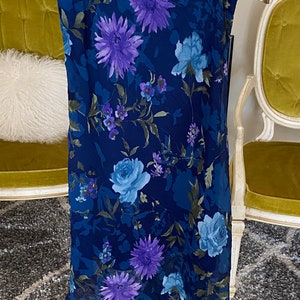 90s Vintage Blue Floral Print Midi Skirt By Ady Gluck-Frankel For Necessary Objects Vintage Size Large Modern Size Medium image 9