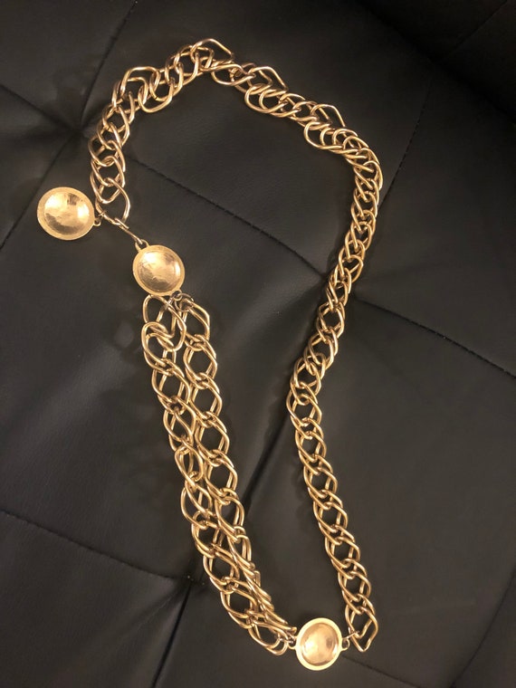 Gold Metal Vintage 1980s Chain Belt or Necklace - image 7