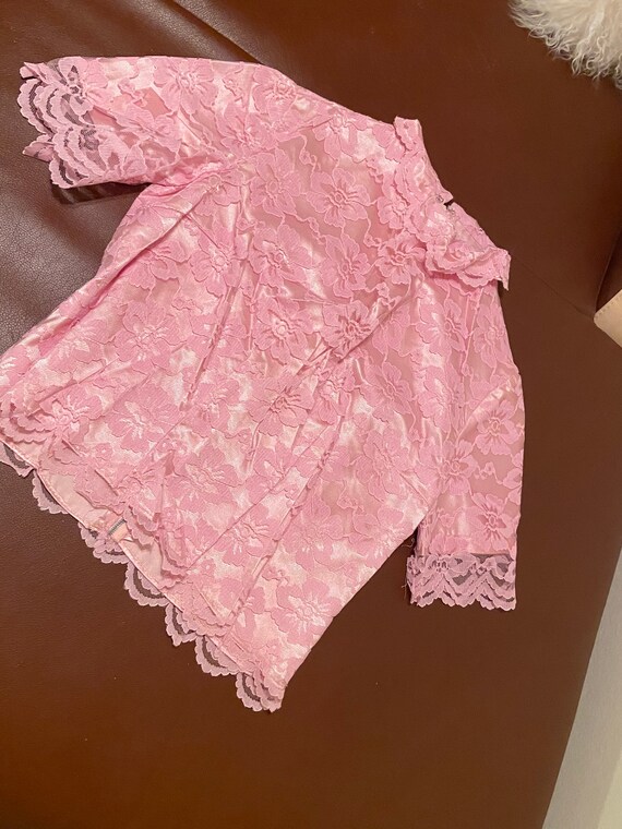 60s Vintage Pink Lace Hand Made Crop Top