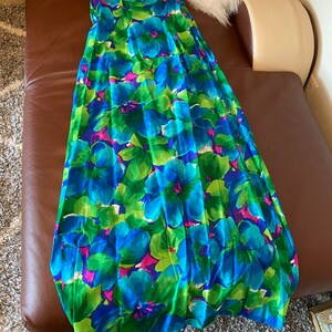 60s Vintage Hand Made Floral Print Dress With Panel Train size medium