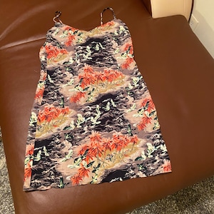 80’s Vintage Hawaiian Print Lace Up Dress Size Small