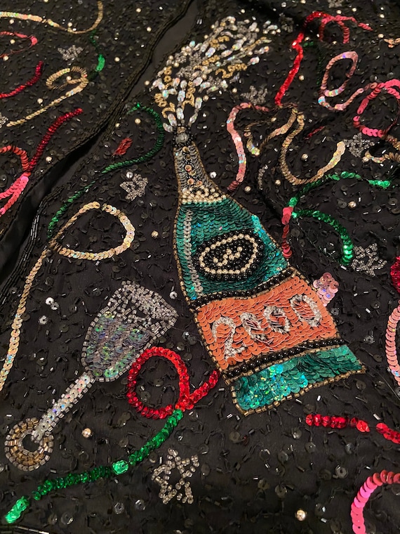 1999/2000 Vintage Sequins and Beaded Silk Jacket Celebrating