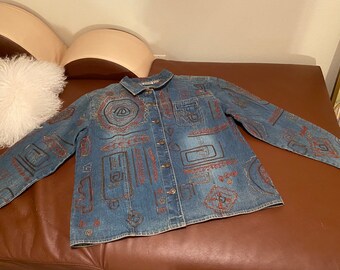 希少品✨ DENIM&CO ヴィンテージ　ジャケット　90s 花柄　刺繍　XL 花柄 刺繍 デニムジャケット – 古着屋Top of the Hillのネット