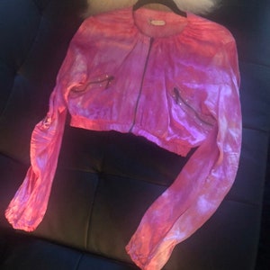 Vintage Y2K Pink Silky Tie Dye Jacket