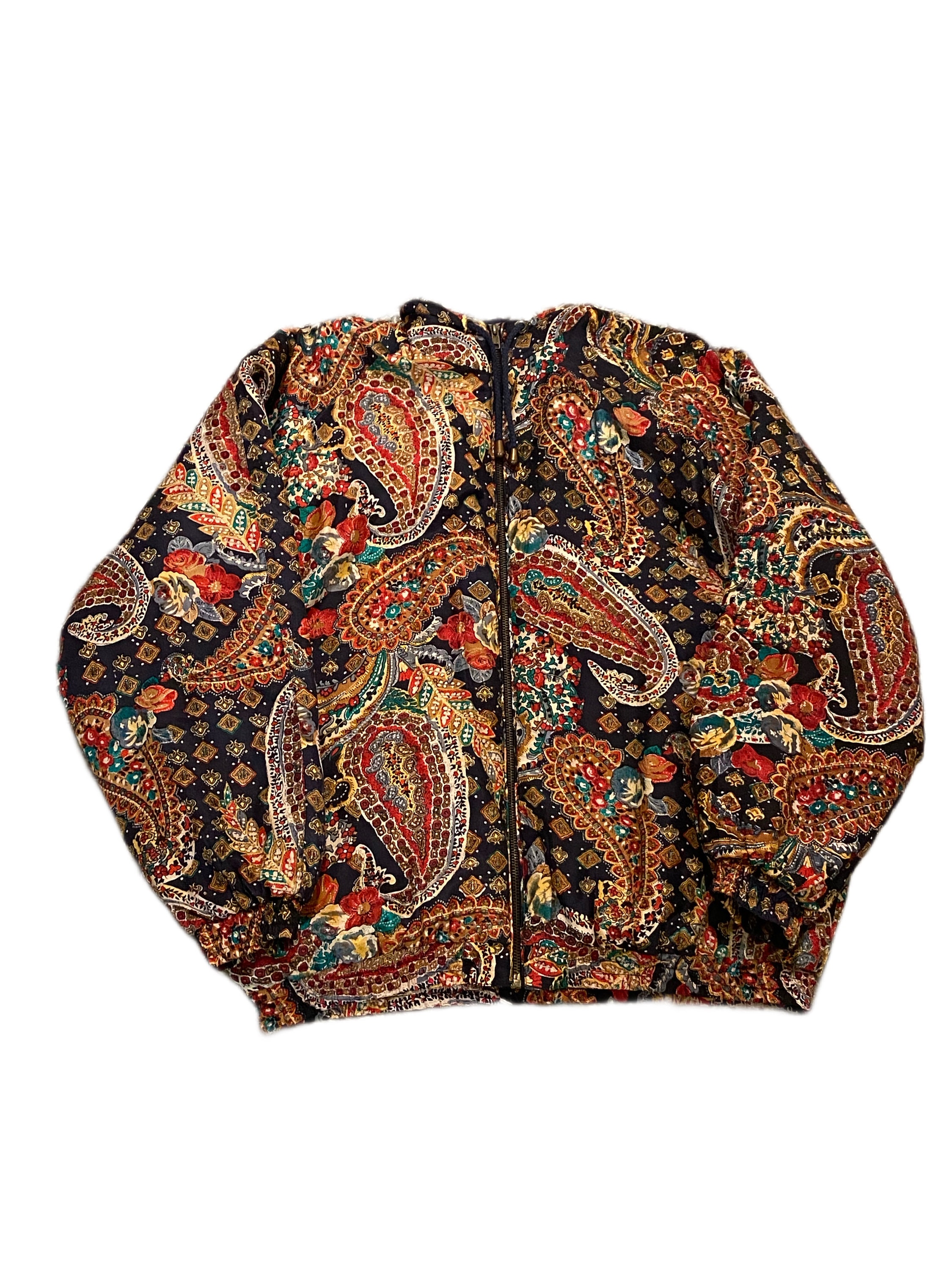 90s Vintage Silk Paisley Floral Zip up Jacket - Etsy