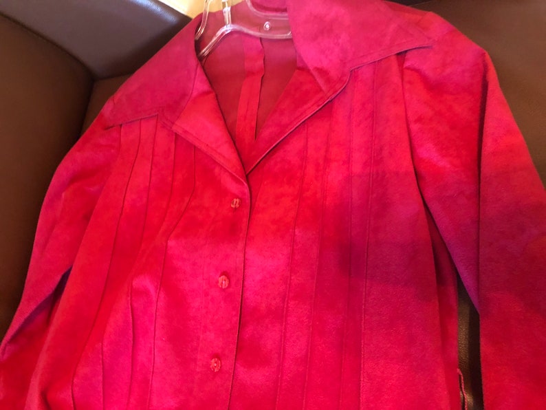 70s Vintage Red Ultrasuede Dress By Abe Schrader