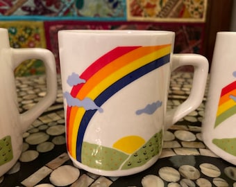 Set di 4 tazze vintage Rainbow Sunnycraft degli anni '80, condizioni eccellenti