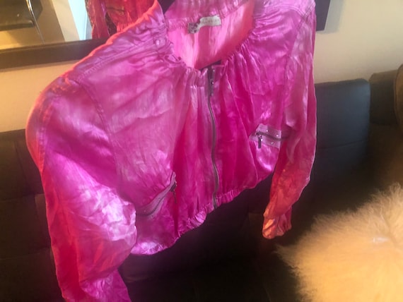 Vintage Y2K Pink Silky Tie Dye Jacket - image 2