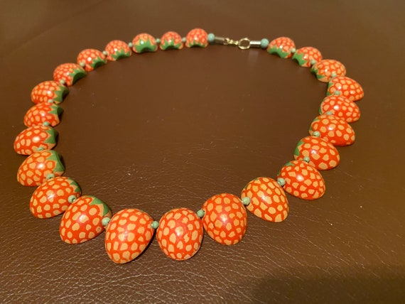 Hand Painted Strawberry Necklace