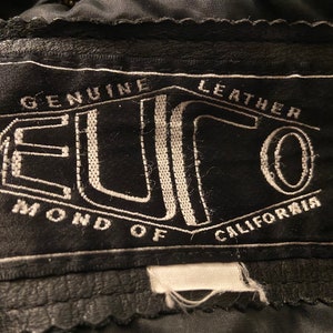 1980s Vintage Black Leather Jacket By Euro Mond Of California Size Medium To Large image 8