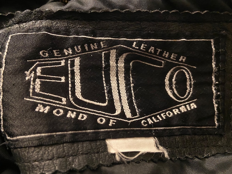 1980s Vintage Black Leather Jacket By Euro Mond Of California Size Medium To Large image 8