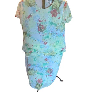 RARE 1980s Mary McFadden Collection Pastel Abstract Floral Print Dress With Original Tags Size 16