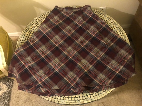 70s Vintage High Waisted Plaid Skirt