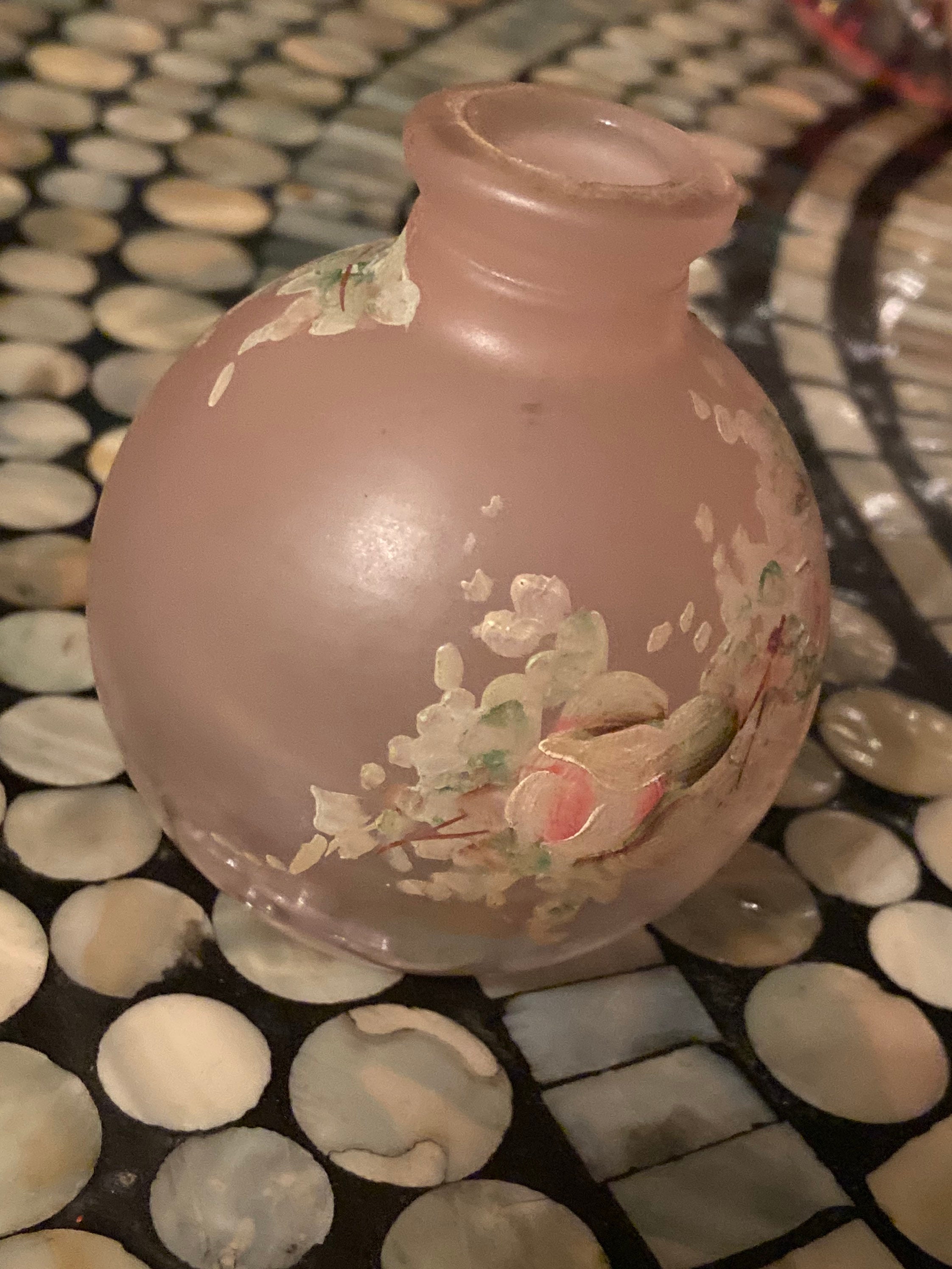 Vintage Pink Frosted Hand Painted Floral Design Bud Vase - Etsy