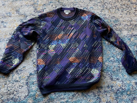 【深水光太着用】90s vintage blacks éponge Knit 90s Vintage Mens Rainbow Colored Sweater by Norm Thompson