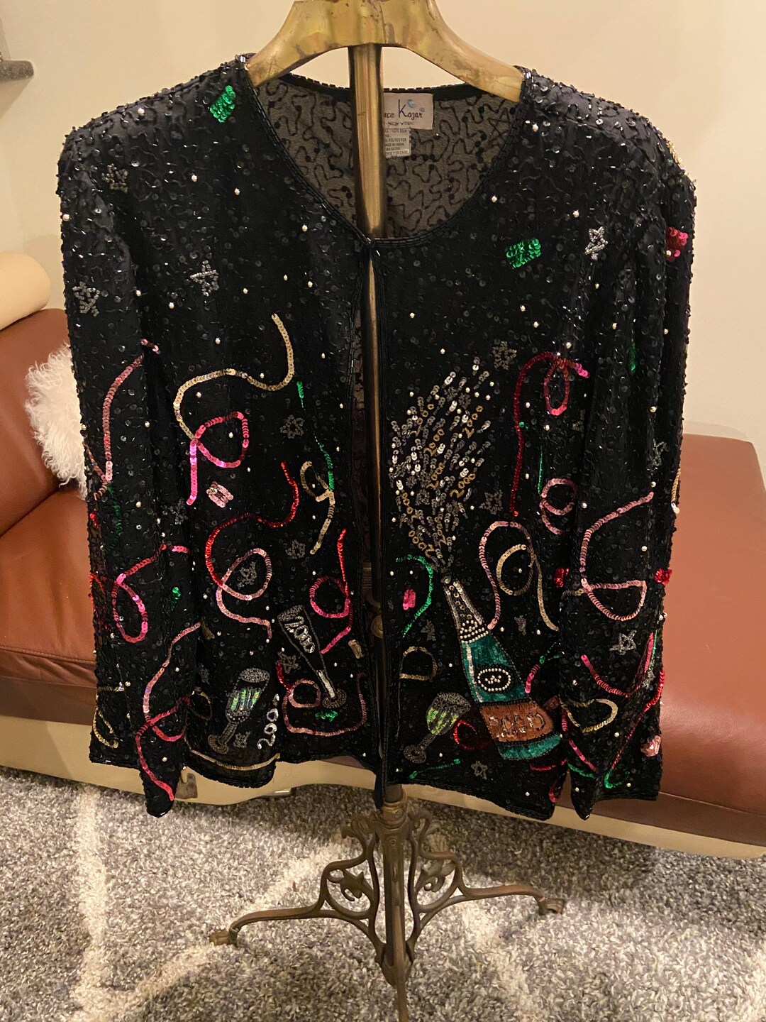 1999/2000 Vintage Sequins and Beaded Silk Jacket Celebrating New