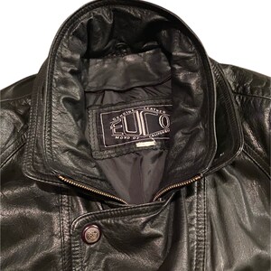 1980s Vintage Black Leather Jacket By Euro Mond Of California Size Medium To Large image 2
