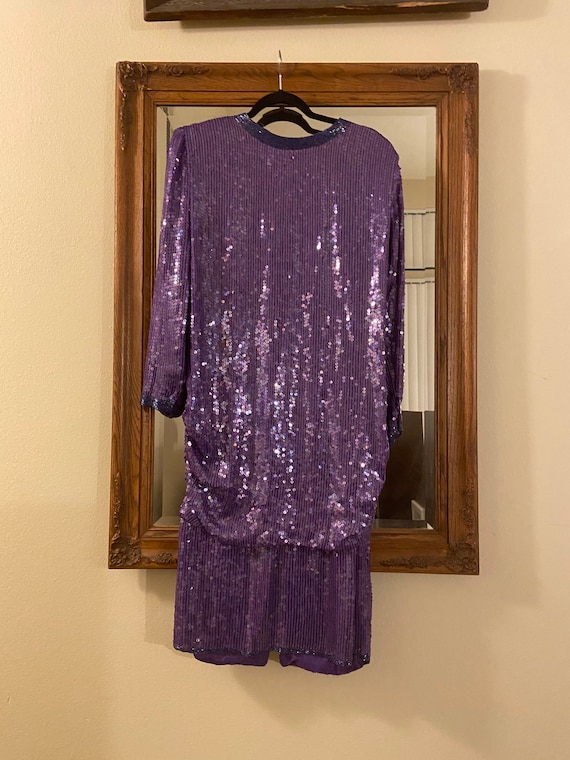 80s Vintage Judith Ann Creations Silk Sequins Bea… - image 1
