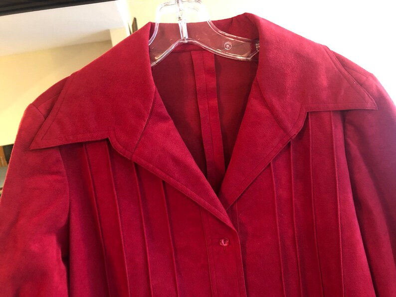 70s Vintage Red Ultrasuede Dress By Abe Schrader